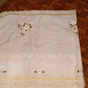 Shower curtain embroidered floral